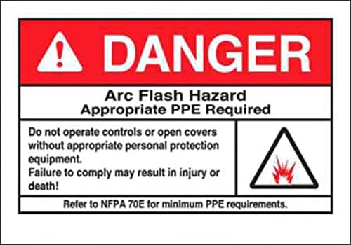 Arc Flash Protection Label, 3 1/2 inç Yükseklik, 5 inç Genişlik, Polyester, Yatay Dikdörtgen, İngilizce