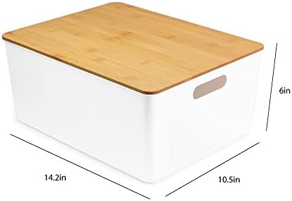 Isaac Jacobs 2'li XL Beyaz Saklama Kutusu Seti, Kesme Kulplu ve Bambu Kapaklı, Ev için Plastik Düzenleyiciler, Kiler,