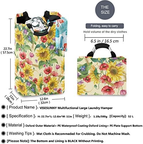 vısesunny Büyük Kapasiteli çamaşır sepeti Ayçiçeği Peygamber Çiçeği Haşhaş Oxford kıyafet depolama Sepetleri Yatak