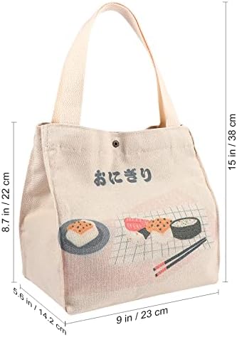 Cabilock Öğle Yemeği Çantası Japon Tarzı Bento Öğle Taşıma Çantaları Termal yemek taşıma çantası Çanta Tuval alışveriş