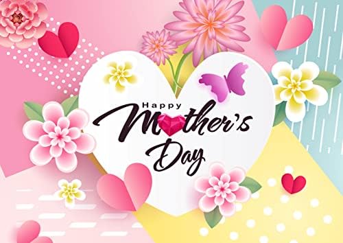 CYLYH 7X5FT Anneler Günü Zemin Mutlu Anneler Günü Afiş Pembe Çiçekler Aşk Kalp Fotoğraf Fotoğraf Sahne anneler Günü