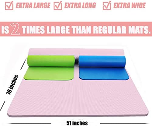 Augxem Yoga Matı Ekstra Büyük 78 x 51 inç, kalın 1/2 inç, Ekstra uzun Ekstra geniş Egzersiz matı kaymaz, ev jimnastiği