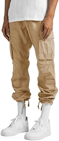 Joggers Erkekler için Moda Yaz Hafif Kargo Pantolon Düz Renk İpli Bel Düz Bacak Jogger Ter Pantolon Pantolon