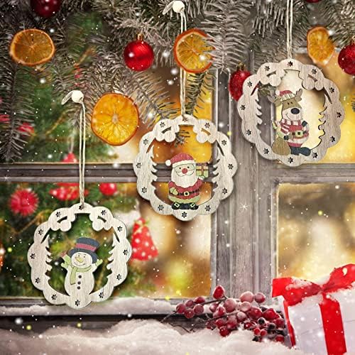 3 adet Noel Ahşap Noel Kuş Evi Çelenk Yaşlı Adam Kardan Adam Ayı Noel Ağacı Süsleri Küçük Kolye Noel Dekorasyon Çelenk