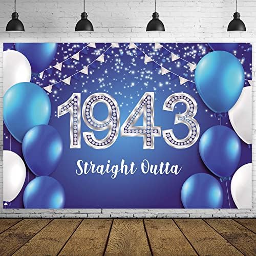 Straight Outta 1933 Mutlu 90. Doğum Günü Afiş Zemin Mavi konfeti Balonları 90 Yaşına kadar Tezahürat Tema Dekor Erkekler