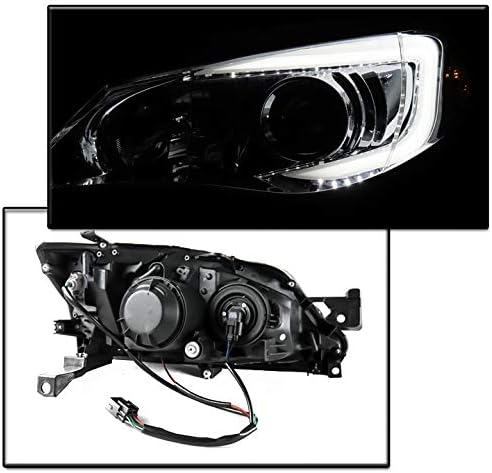 ZMAUTOPARTS LED Tüp Projektör Farlar Lambalar Krom w / 6 Beyaz DRL ile Uyumlu 2008-2014 Subaru Impreza WRX