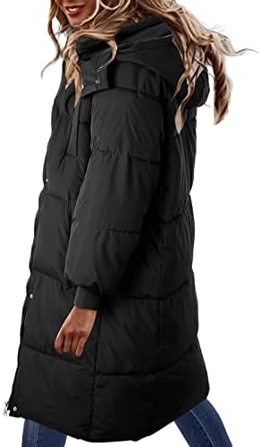 KCJGİKPOK kadın Kapşonlu Kalınlaşmış Uzun Diz Boyu Aşağı Ceket Kış Pamuk Maxi Aşağı Ceket Yastıklı Kabarık Mont