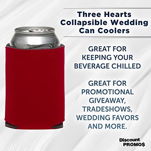 Üç Kalp Katlanabilir Düğün Can Soğutucular 10 Set, Toplu Paket - Bira, Soda, Diğer İçecekler için Harika - Kırmızı