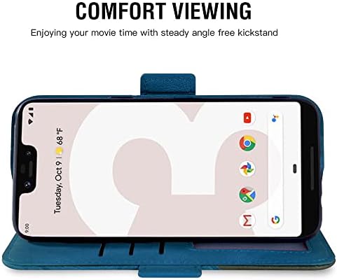 Asuwish Google Piksel 3 XL ile Uyumlu Cüzdan Kılıf ve Temperli Cam Ekran Koruyucu açılır deri kılıf kart tutucu Standı