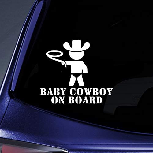 Uygun Fiyatlı Max Çıkartmaları Bebek Kovboy On Board Sticker Çıkartma Dizüstü Araba Dizüstü 5.5 (Beyaz)