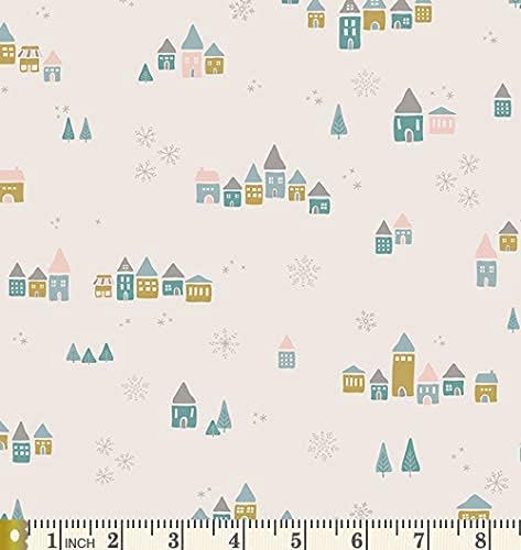 Kış Köyü Küratörlüğünde Paket / Pastel Noel Kumaşı / Pembe Mavi Gri Yağ Mahalleleri | Küçük Kasaba Amy Sinibaldi