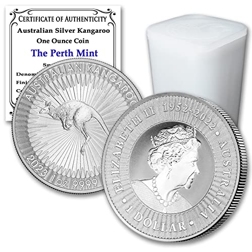 2023 P Lot (25) 1 oz Avustralya Kanguru Gümüş Külçe Paraları Orijinal Nane Tüpünde Orijinallik Sertifikaları ile