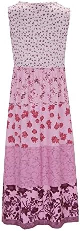 NOKMOPO Yaz Elbiseler Kadınlar için 2023 Plaj Çiçek Baskı Maxi Elbise Uzun Kollu Yuvarlak Boyun Plaj Flowy Parti