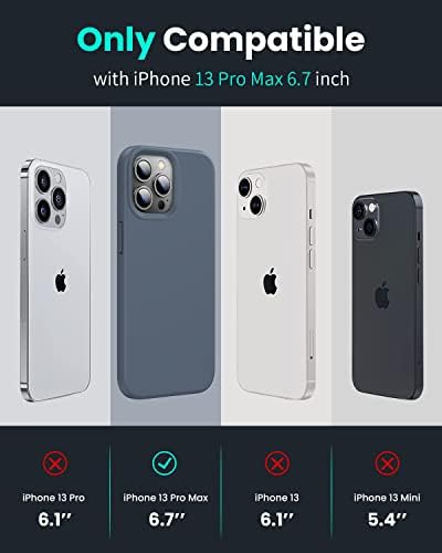OuXul iPhone 13 Pro Max Kılıf, iPhone için Kılıf 13 Pro Max 6.7 inç (2021), Darbeye Dayanıklı Sıvı Silikon Telefon