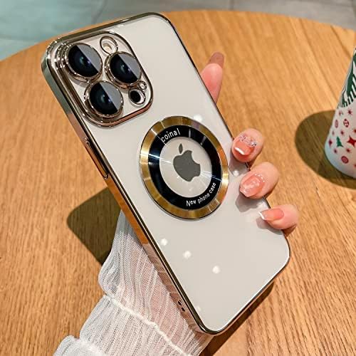 LOOBİVAL için iPhone 14 Pro Max Durumda,Manyetik Magsafe ile Uyumlu, Cam Lens Kamera Koruyucu, Logo Görünümü Sert