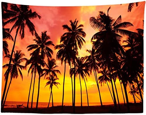 Loccor Kumaş 15x10ft Yaz Sahil Zemin Hindistan Cevizi Palmiye Ağaçları Gölge Günbatımı Tropikal Plaj Fotoğraf Arka