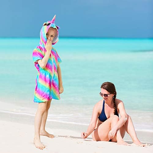 Sylfairy Cover Up Kızlar için Havlu Yüzmek Kapak Ups Kapşonlu Havlu Çocuklar Cover Up Mayo Plaj Elbise 4-9Years…
