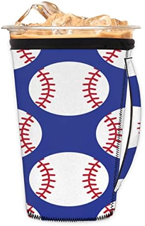 Dikişsiz Beyzbol Desen Kullanımlık Buzlu Kahve Kollu Kolu Neopren kupa kılıfı Soda, Latte, Çay, İçecekler, Bira (Küçük