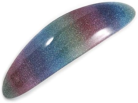 Avalaya' Rainbow ' Glitter Akrilik Oval Saç Tokası/Gümüş Tonda Saç Tokası-90mm Uzunluğunda