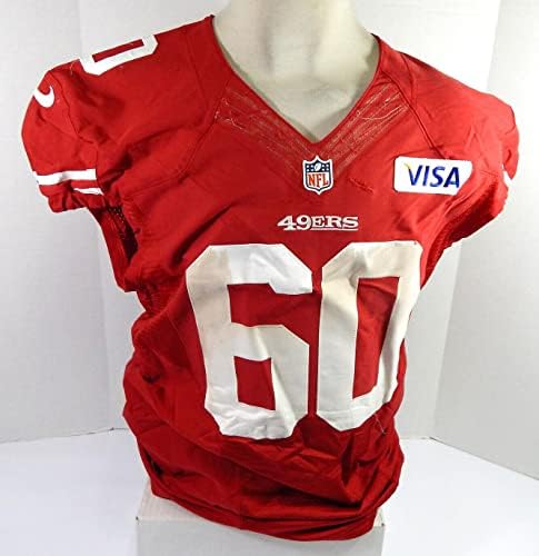 2012 San Francisco 49ers 60 Oyun Kullanılmış Kırmızı Antrenman Forması 48 DP41196 - İmzasız NFL Oyun Kullanılmış
