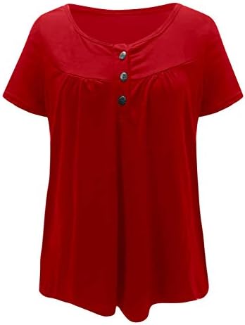 Toeava Bayan Yaz Üstleri, kadın Katı Kısa Kollu Rahat T-Shirt V Boyun Tees Gevşek Düğmeler Bluz Tops Tunik Üstleri