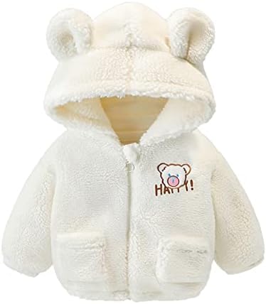 Yenidoğan Bebek Bebek Kız Erkek Karikatür Mektup Ceket Ayı Kulaklar Kapüşonlu Giyim Fermuar Sıcak Polar Toddler Kış