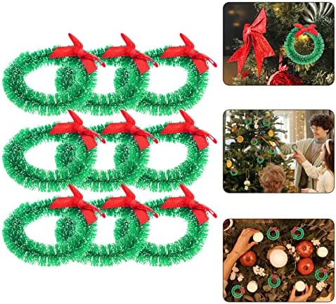 Amosfun Noel Çelenk 12 pcs Küçük Noel Çelenk Süs Çelenk Noel Mini Noel Çelenk yılbaşı dekoru