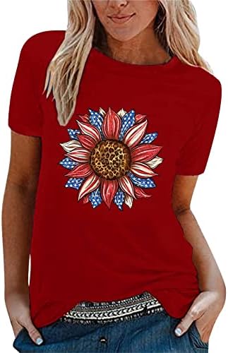 Kadın Üstleri Yaz Büyük kadın Rahat Bağımsız Güneş Ayçiçeği Baskı T Shirt Kısa Kollu Gömlek Gevşek Giyim T