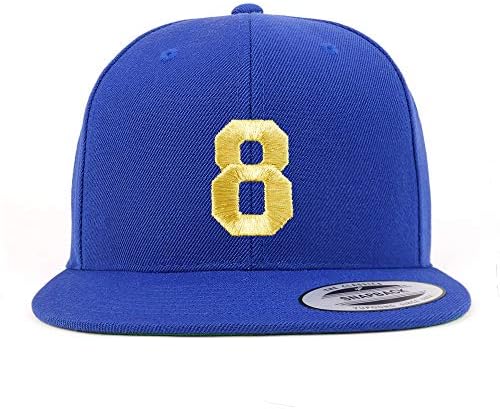 Trendy Giyim Mağazası Numarası 8 Altın iplik Düz Fatura Snapback Beyzbol şapkası