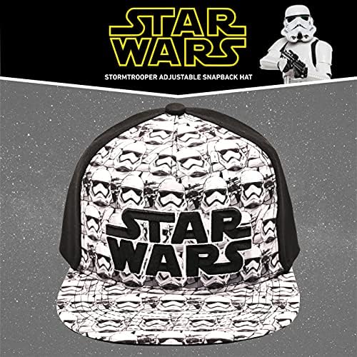 Disney mens Star Wars İşlemeli Logo ve Stormtrooper Her Yerinde Ayarlanabilir Snapback beyzbol şapkası Düz Kenarlı