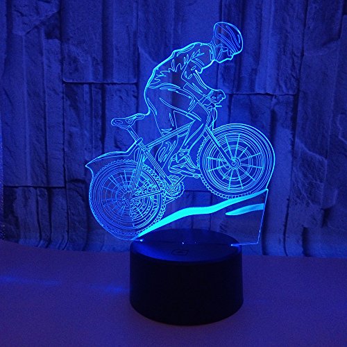 3D Bisiklet Gece Lambası Illusion Lamba 7 Renk Değişimi LED Dokunmatik USB Masa Hediye Çocuk Oyuncakları Dekor Süslemeleri