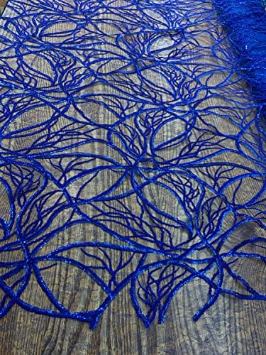 Julie Kraliyet Mavi Polyester Filament Desen Payetler ile Örgü Dantel Kumaş Yard tarafından Elbise, Düğün, Nedime,